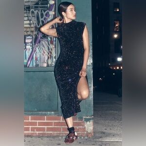 Brand new Maya Ruched Cowl Neck Sequin Dress